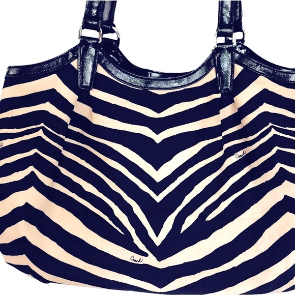 COACH Signature Stripe Zebra Devin Shoulder Bag - Picture 10 of 10